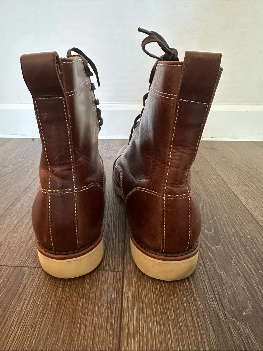Huckberry  limited edition helm Hunter boots - Men's Brown Leather Lace-Up Boots